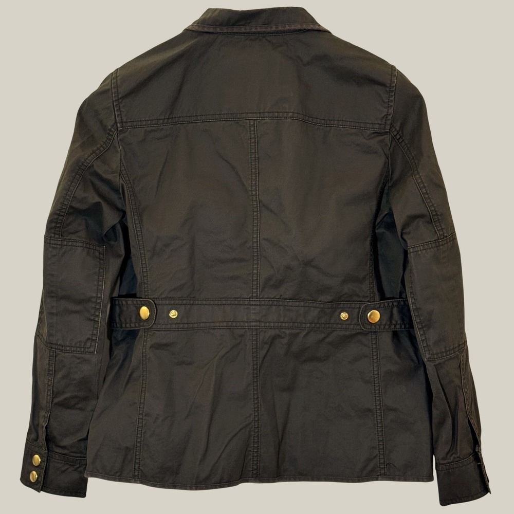 J.Crew Downtown Field Jacket Women's S Mossy Brown Waxed Cotton Utility 19034 - Picture 3 of 12
